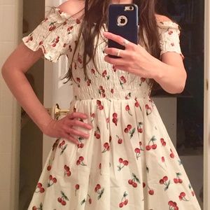 Lolita Cherry Print Vintage Style Dress